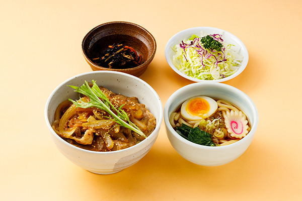 県産豚 生姜焼き丼とミニかけうどんセット